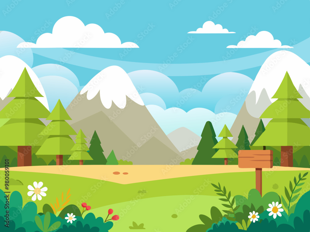 Fototapeta premium Landscape in countryside stock illustration