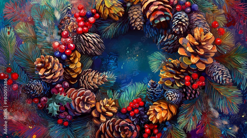 Vibrant Christmas Wreath Illustration Vibrant Christmas Wreath Illustration