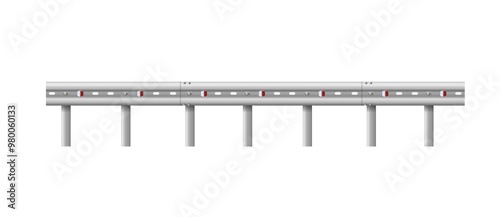 Metallic road barrier fence. 3d roadblock for safety on highway. Metallic road barrier fence. Vector