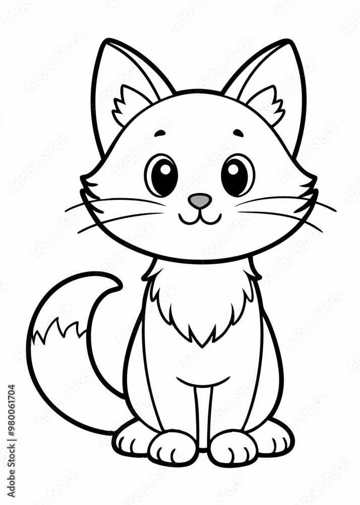Coloring Page Outline of Cute Cat stock illustration Coloring Page Outline of Cute Cat stock illustration