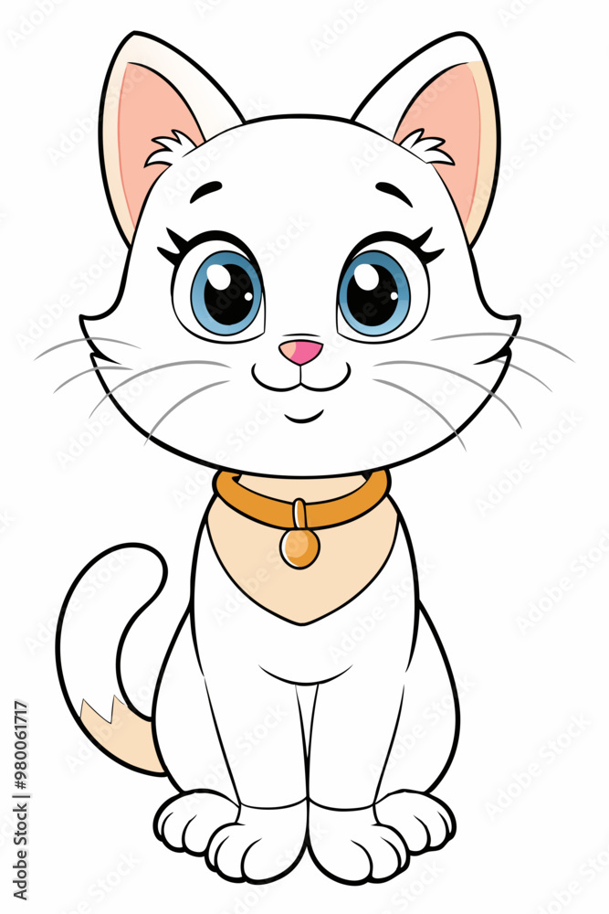 Obraz premium Coloring Page Outline of Cute Cat stock illustration