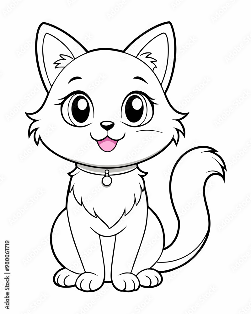 Coloring Page Outline of Cute Cat stock illustration Coloring Page Outline of Cute Cat stock illustration
