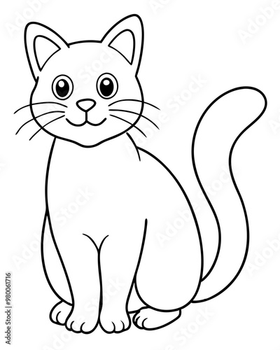 Coloring Page Outline of Cute Cat stock illustration