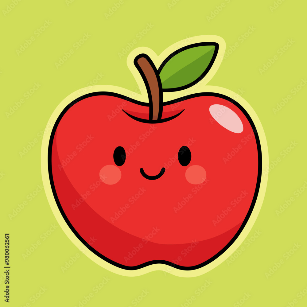 Apple character with funny face. Happy cute cartoon red and yellow apple vector illustration. Healthy vegetarian food kids character stock illustration Apple character with funny face. Happy cute cartoon red and yellow apple vector illustration. Healthy vegetarian food kids character stock illustration