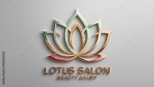 Lotus logotype design template. Flower symbol for beauty salon, spa or cosmetics brand style. Jpeg illustration.