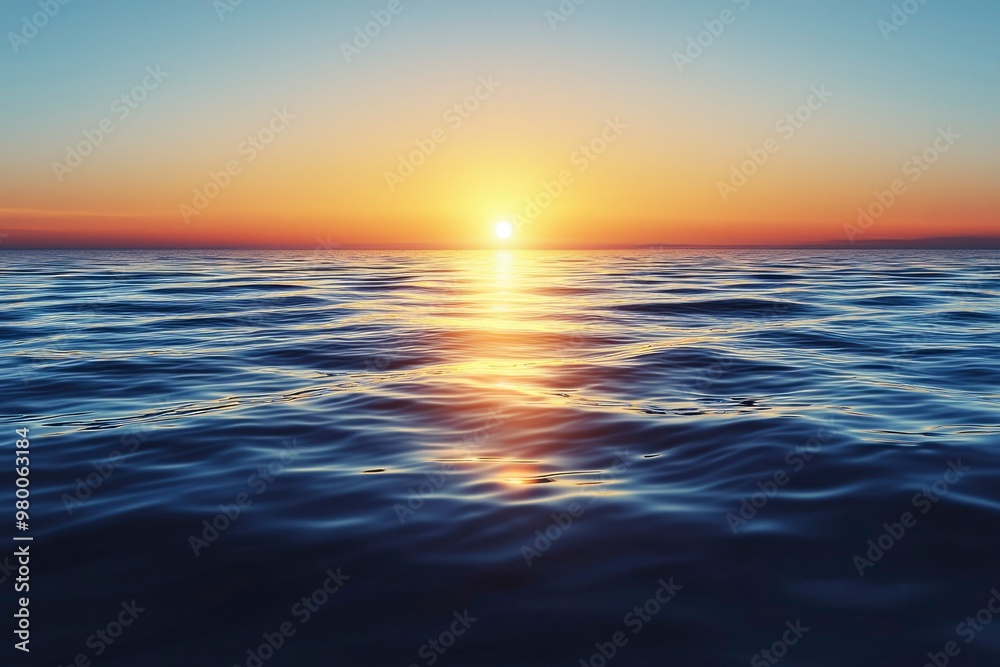 Obraz premium Sunset Reflected on Rippling Ocean Water