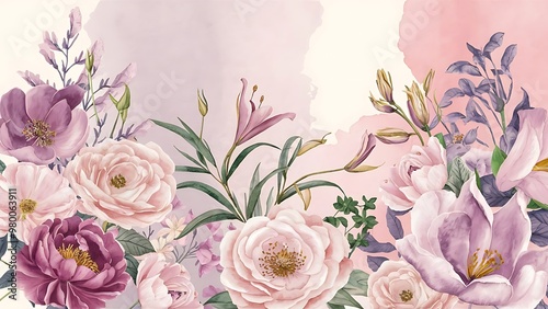 Elegant invitations with watercolor flowers