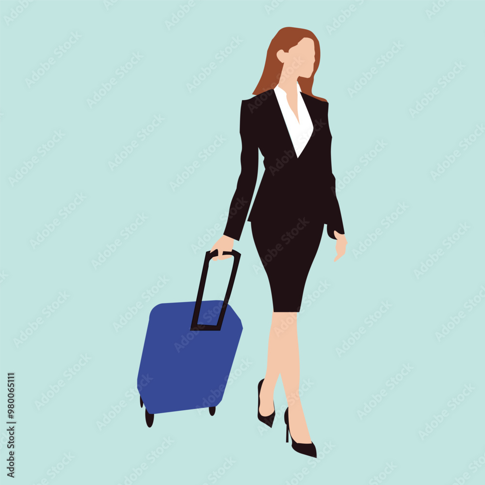 Businesswoman carrying a blue suitcase on her travels. businesswoman in charge. Journey woman
Businesswoman carrying a blue suitcase on her travels. businesswoman in charge. Journey woman