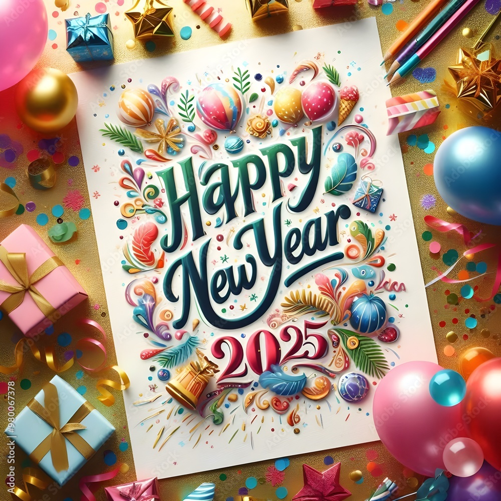 Obraz premium Celebrate New Year 2025 with New Beginnings