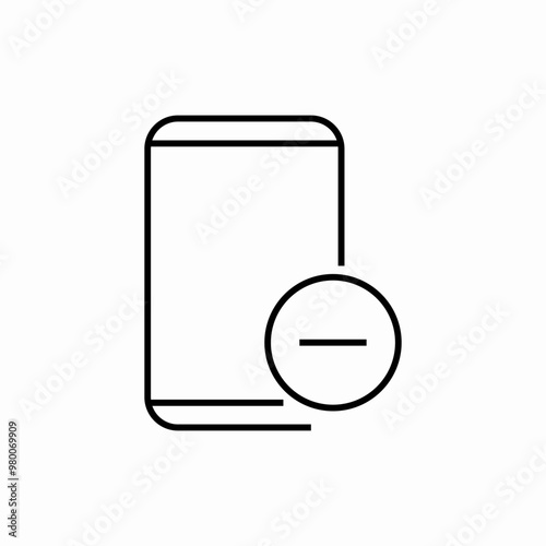 phone delete minus icon sign vector