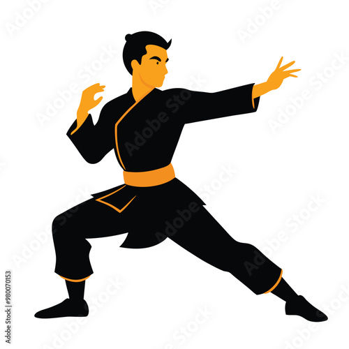 A Male martial arts kung fu man standing