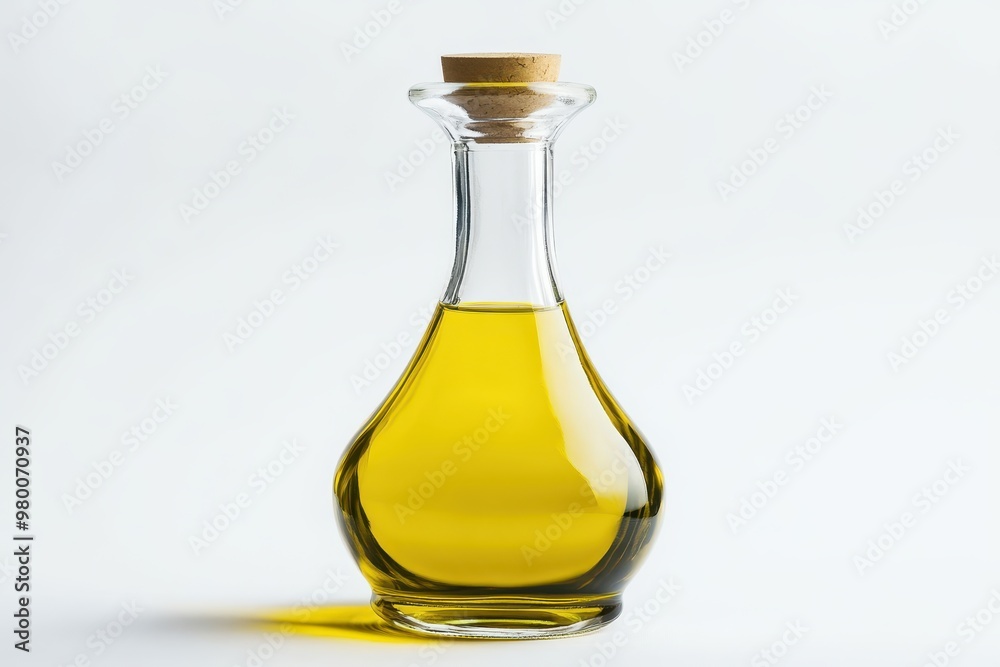 Isolated olive oil glass container on white background Isolated olive oil glass container on white background
