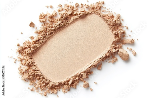 Isolated swatch of translucent compact powder with soft edges on white background