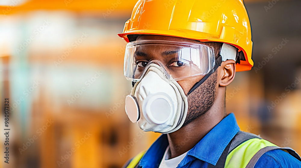Industrial Worker Exposed to Lead Hazard - A factory worker in full protective gear operates machinery in a hazardous environment with potential lead exposure. Industrial Worker Exposed to Lead Hazard - A factory worker in full protective gear operates machinery in a hazardous environment with potential lead exposure.