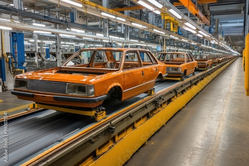 Izhevsk Russia December 15 2018 LADA Plant AVTOVAZ Group new car bodies on the assembly line