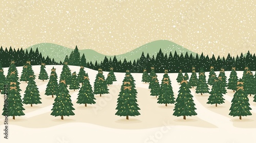 Snowy Christmas Tree Farm Illustration