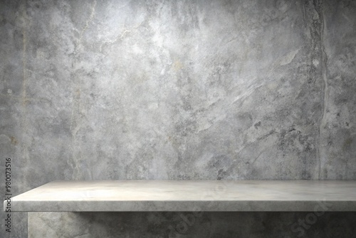 White table stone at grey marble wall with lamp archutecture for your background or concept design photo