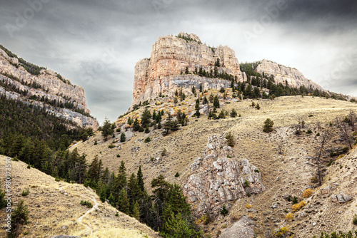 Storm clouds over a canyon in the mountains of northwest Wyoming, USA