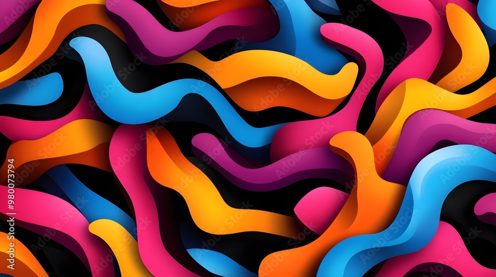Bright and cheerful animals in a swirling, dynamic pattern, neon colors, and bold lines, with a street art-inspired style, perfect for contemporary products. Bright and cheerful animals in a swirling, dynamic pattern, neon colors, and bold lines, with a street art-inspired style, perfect for contemporary products.