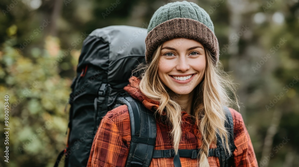 Portrait of Adventurous Woman with Backpack Portrait of Adventurous Woman with Backpack