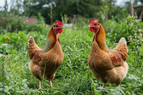 Pasture raised organic chickens on a rural farm