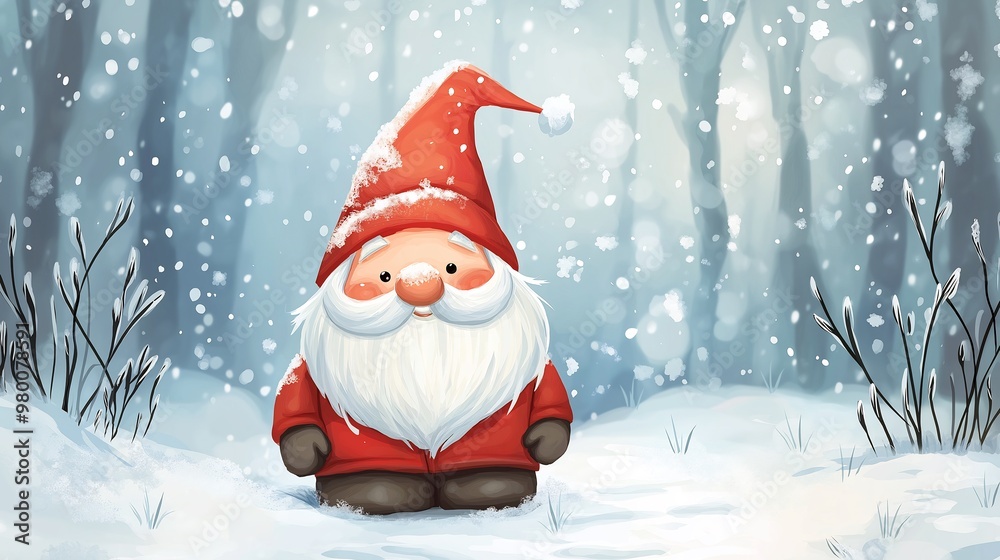 Cute Gnome Snowy Winter Wonderland Scene Cute Gnome Snowy Winter Wonderland Scene