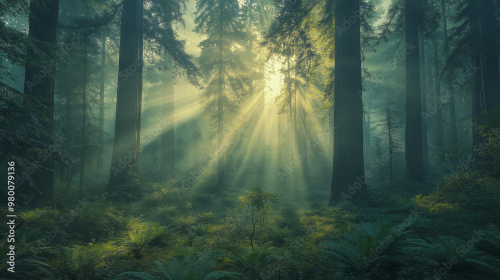 Misty Morning in a Redwood Forest Misty Morning in a Redwood Forest