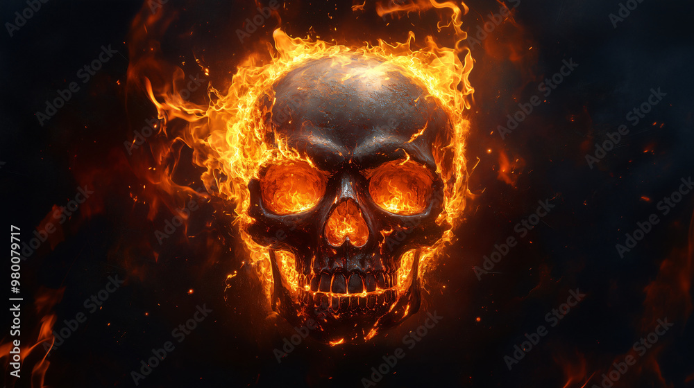 Flaming Skull: Fiery Space Fantasy Art Flaming Skull: Fiery Space Fantasy Art
