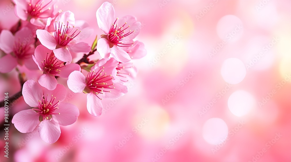 Close-up of cherry blossoms with a soft-focus background, capturing the delicate pink petals in high detailIdeal for springtime or nature-themed designs, with ample copy space Close-up of cherry blossoms with a soft-focus background, capturing the delicate pink petals in high detailIdeal for springtime or nature-themed designs, with ample copy space