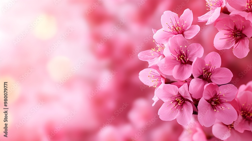 Close-up of cherry blossoms with a soft-focus background, capturing the delicate pink petals in high detailIdeal for springtime or nature-themed designs, with ample copy space Close-up of cherry blossoms with a soft-focus background, capturing the delicate pink petals in high detailIdeal for springtime or nature-themed designs, with ample copy space