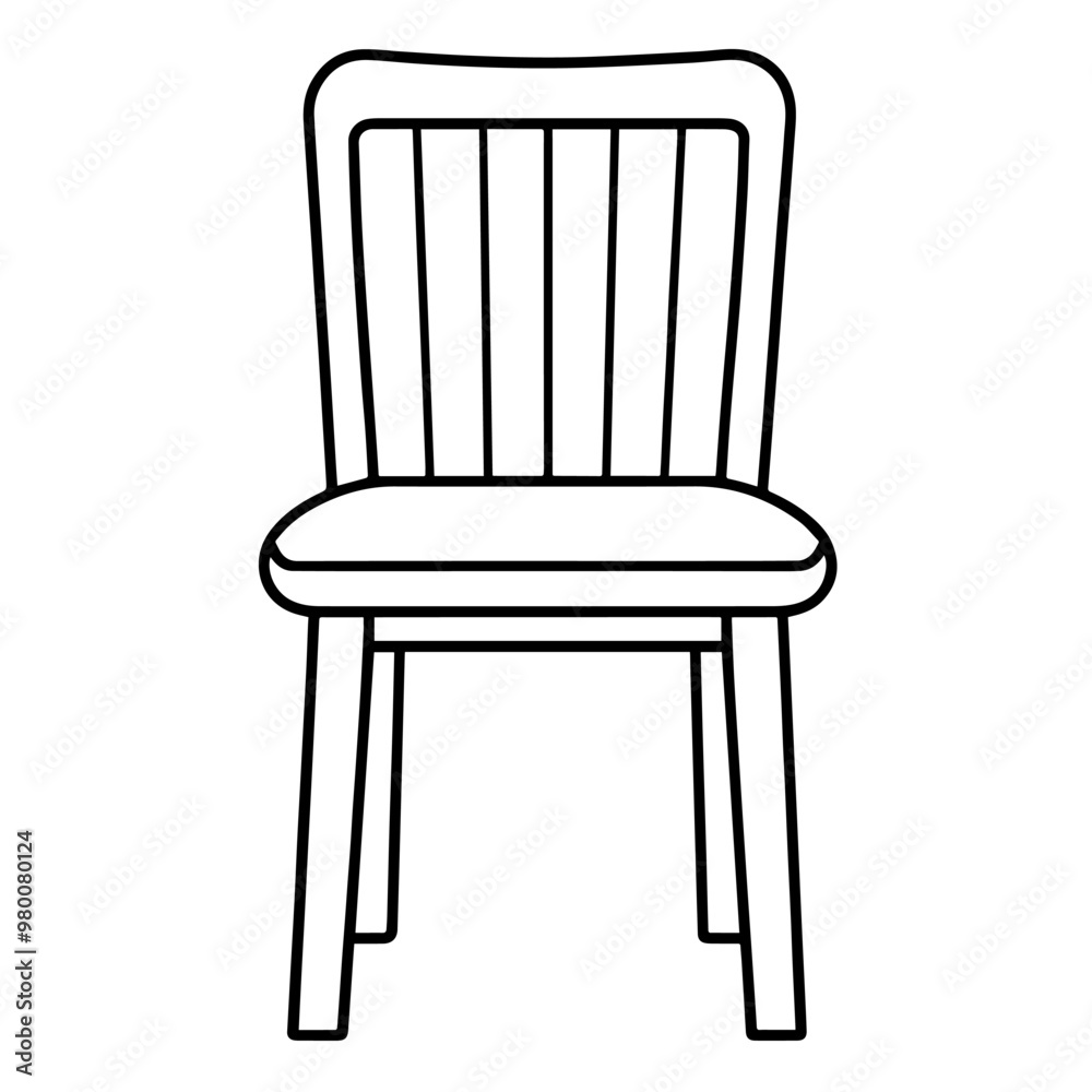 Sleek chair outline icon in vector format for furniture designs.