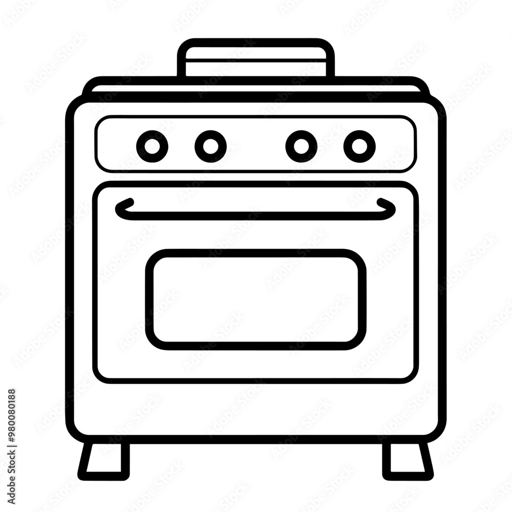 Modern cooking stove outline icon in vector format for kitchen designs. Modern cooking stove outline icon in vector format for kitchen designs.