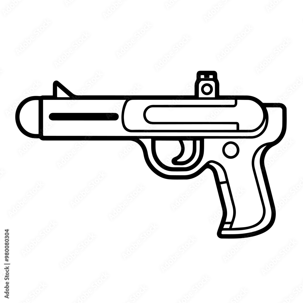 Sleek gun outline icon in vector format for weapon designs. Sleek gun outline icon in vector format for weapon designs.