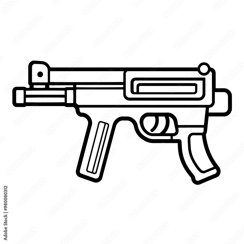 Sleek gun outline icon in vector format for weapon designs. Sleek gun outline icon in vector format for weapon designs.