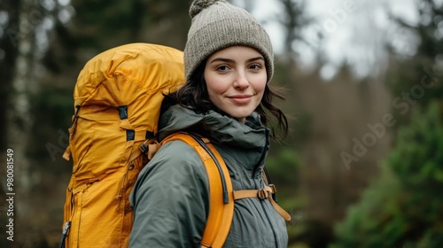 Female Explorer in Nature Landscape