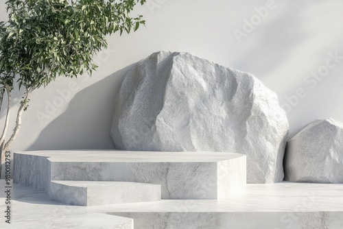 stone backdrop for podium