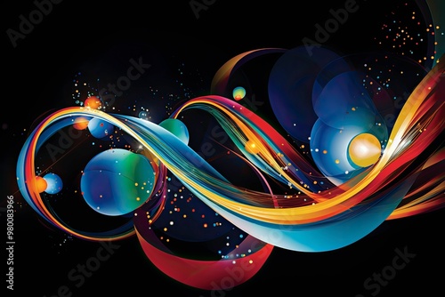 Employ the image as a foundational element in digital artworks, design projects, and visual compositions. The vibrant luminous lines and swirling circles lend a high-tech touch to any creation