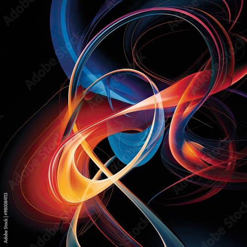 Employ the image as a foundational element in digital artworks, design projects, and visual compositions. The vibrant luminous lines and swirling circles lend a high-tech touch to any creation