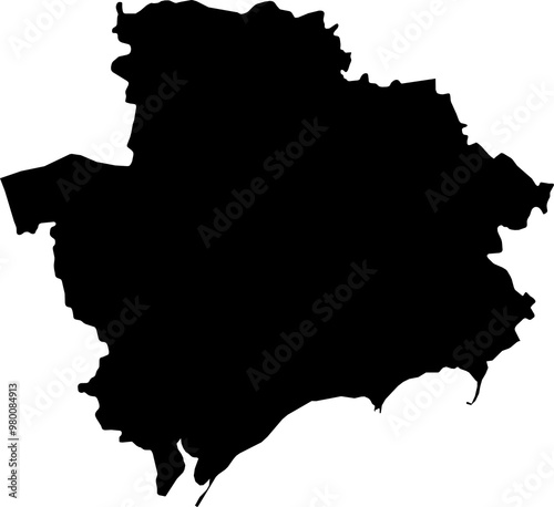 Contour map of the region of Zaporizhzhya, Ukraine. Graphic illustration on a transparent background with black region borders photo