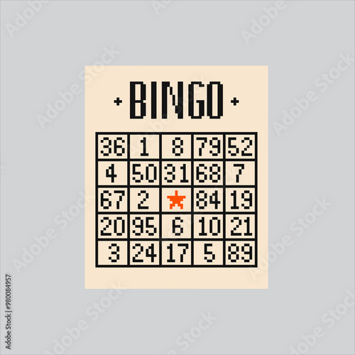 Pixel art illustration Casino Bingo. Pixelated Bingo Lottery. Casino Bingo Lottery pixelated for the pixel art game and icon for website and video game. old school retro.