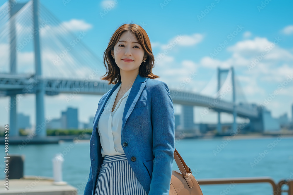 Obraz premium woman on the bridge