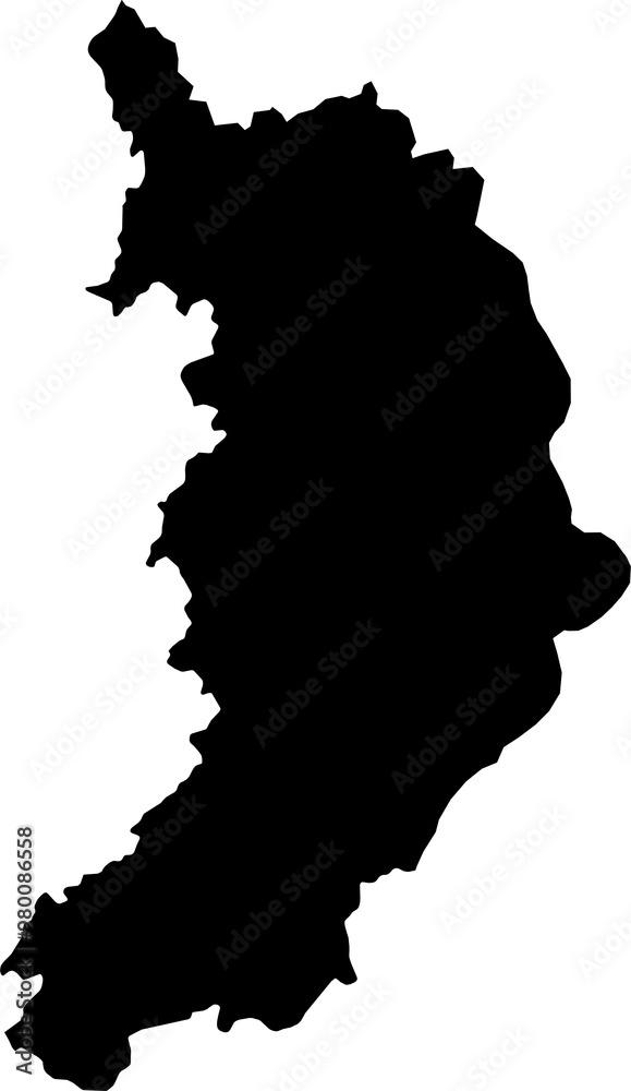 Contour map of the region of Khakass, Russia. Graphic illustration on a transparent background with black region borders Contour map of the region of Khakass, Russia. Graphic illustration on a transparent background with black region borders