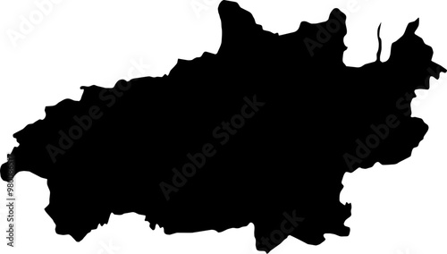 Contour map of the region of Ivanovo, Russia. Vector graphic illustration on a transparent background with black region borders