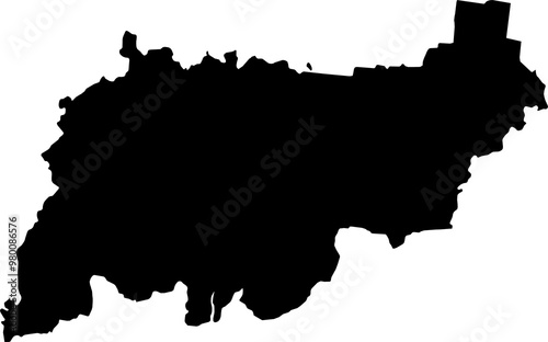 Contour map of the region of Kostroma, Russia. Graphic illustration on a transparent background with black region borders