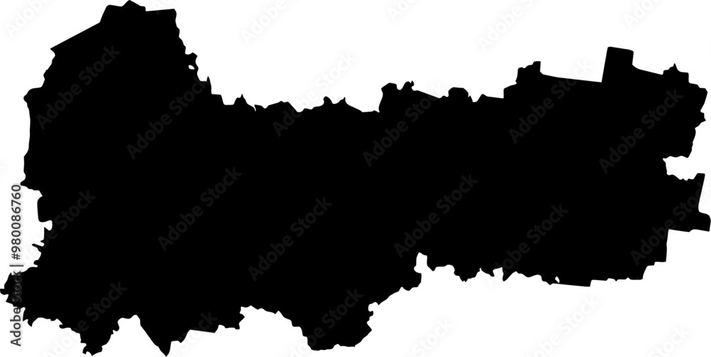 Fototapeta premium Contour map of the region of Vologda, Russia. Vector graphic illustration on a transparent background with black region borders