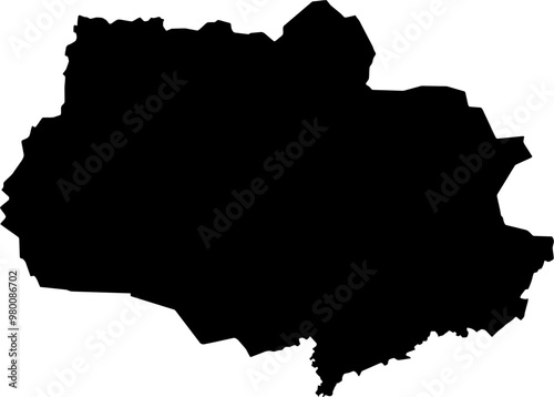 Contour map of the region of Tomsk, Russia. Vector graphic illustration on a transparent background with black region borders photo