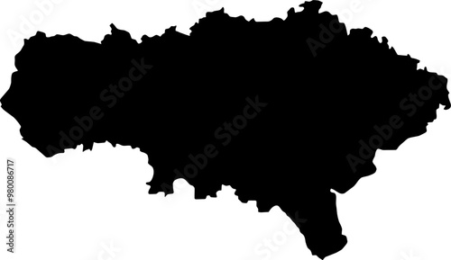 Contour map of the region of Saratov, Russia. Vector graphic illustration on a transparent background with black region borders photo