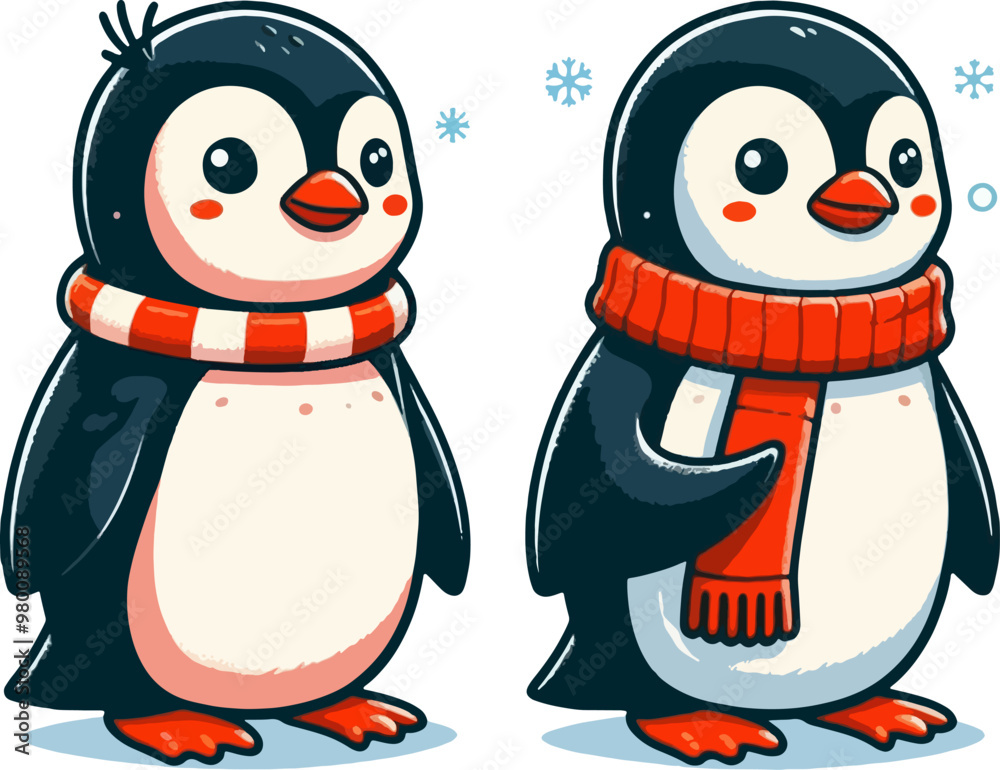 Fototapeta premium cute cartoon vector penguin isolated on the white background
