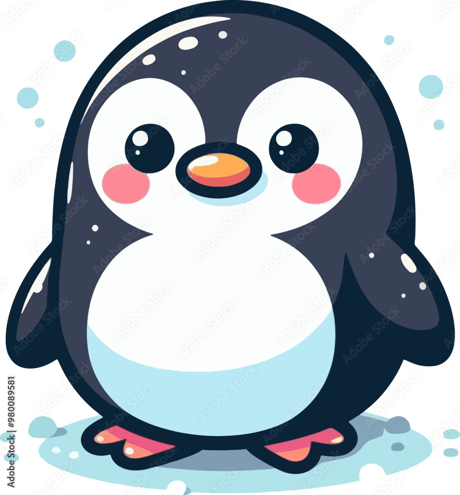 Fototapeta premium cute cartoon vector penguin isolated on the white background