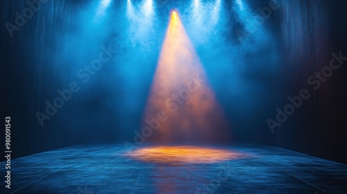 Stage Lights with Smoke and Blue Background